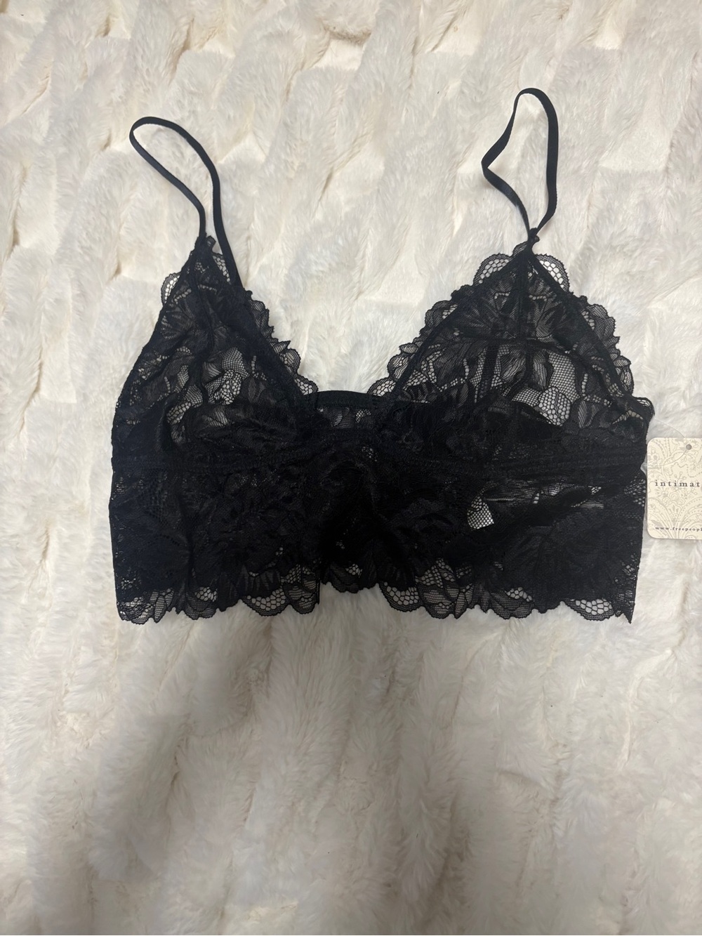NWT Free People Intimately Everyday Lace Longline Bralette Black Medium